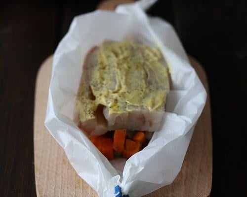Papillote de cabillaud à la Moutarde
