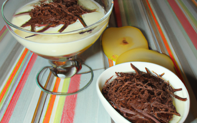 Yaourts à la poire et vermicelles de chocolat