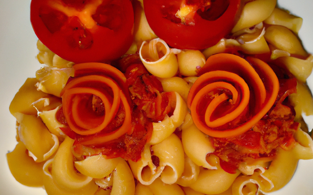 3 Pâtes à la tomate et poivron croquant