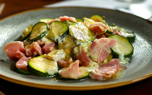 Courgettes à la crème fraiche et au jambon