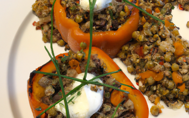 Poivron farci aux lentilles corail et chèvre