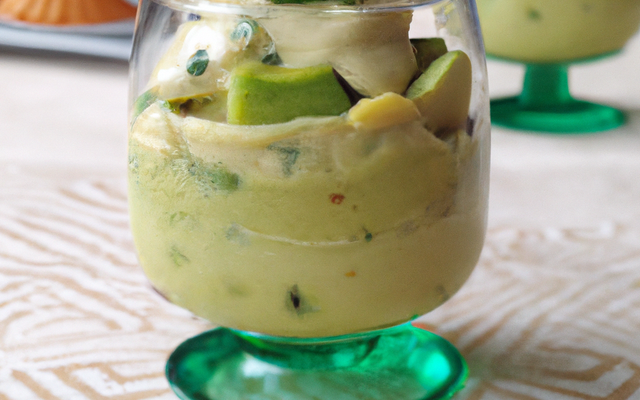 Verrine fromage pur brebis et crème  d'avocat