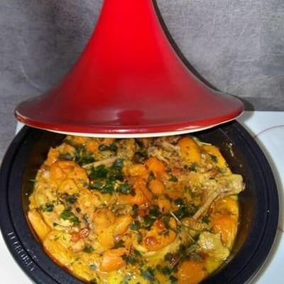 Tajine de poulet épicé aux abricots à ma façon