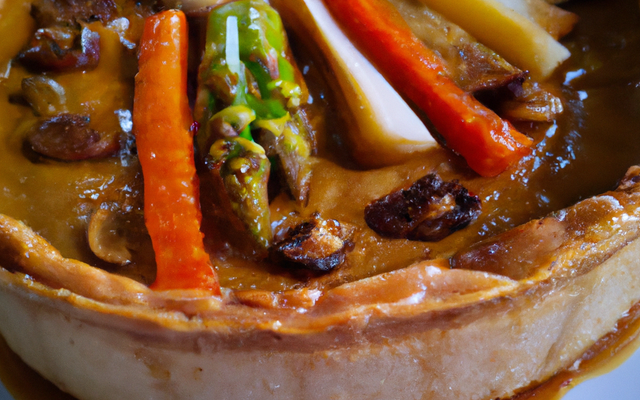 Tourte au trio de légumes et sauce amandine