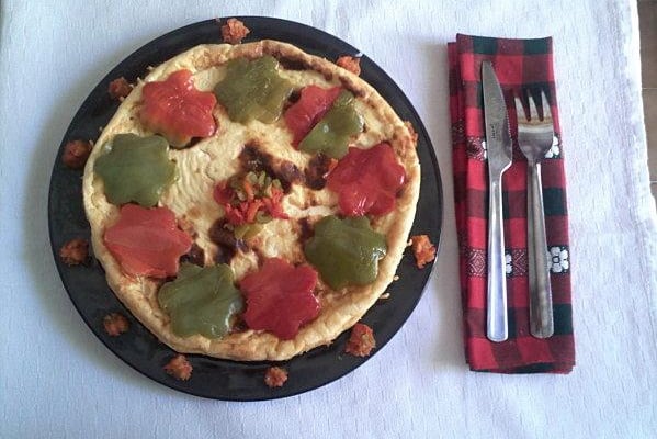 Quiche sans pâte et ses poivrons fleuries