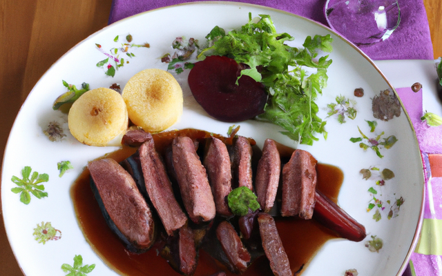 Magret de canard au vin rouge
