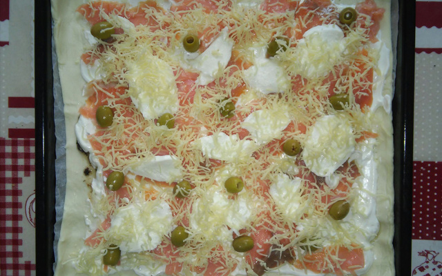 Pizza blanche au saumon fumé