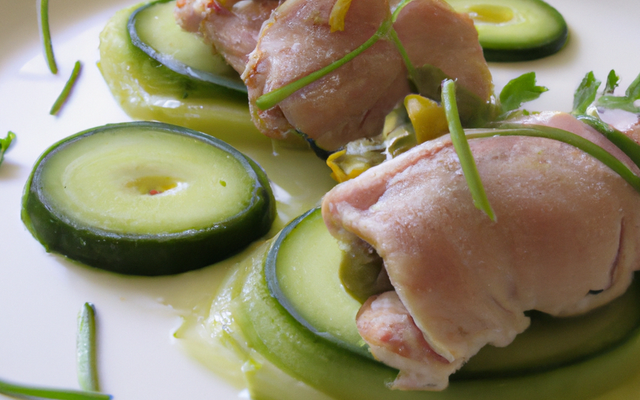 Lanières de porc aux concombres et à l'aneth
