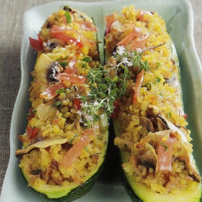 Courgettes farcies aux champignons
