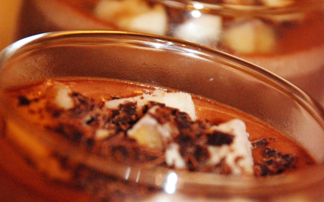 Verrine de crème anglaise au chocolat