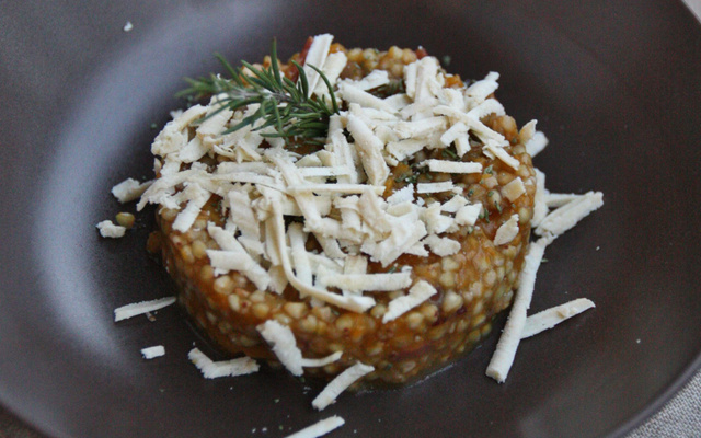 Risotto de sarrasin à la courge et speck