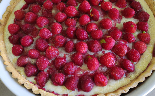 Tarte framboises et pignons