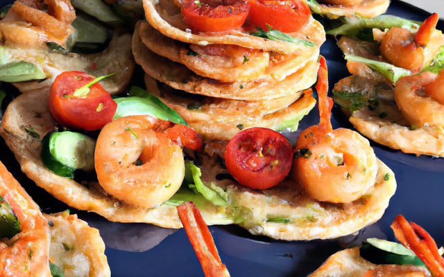 Gambas et leurs galettes de légumes