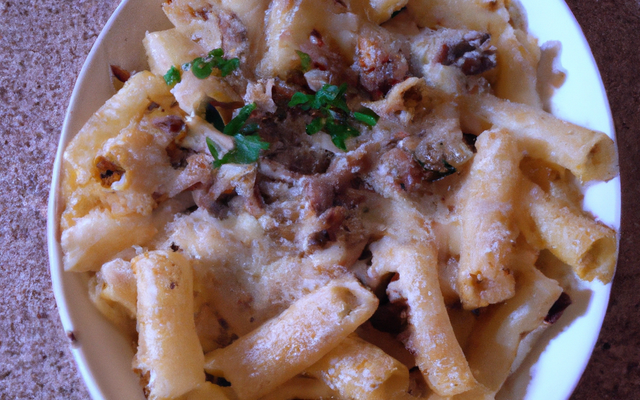 Penne à la viande gratinés