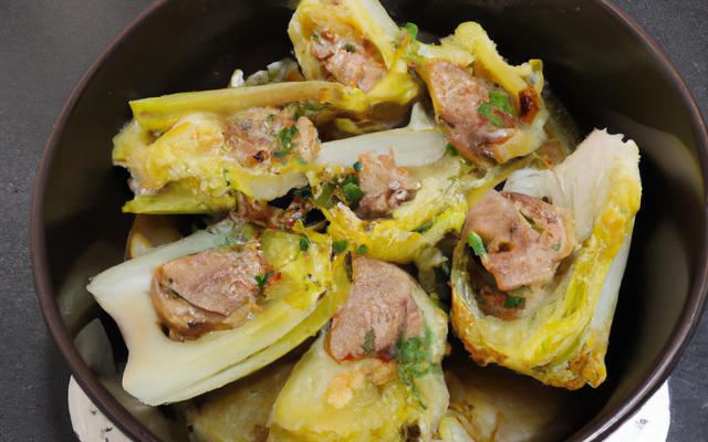 Cocotte d'endives aux viandes fumées et Sylvaner d'Alsace