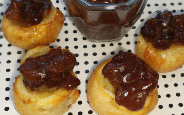 Mini choux magret-confiture d'oignons