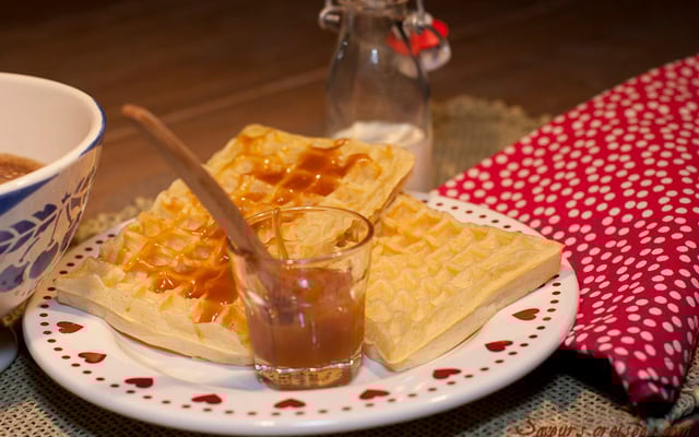 Gaufres à la crème de caramel au beurre salé