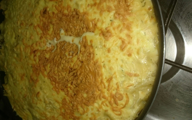 Gratin de pâtes aux champignons au morbier
