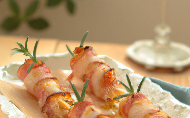 Brochettes de langoustines au bacon
