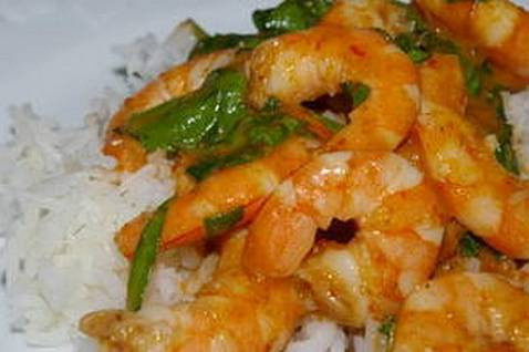 Crevettes thaï aux pousses d'épinards