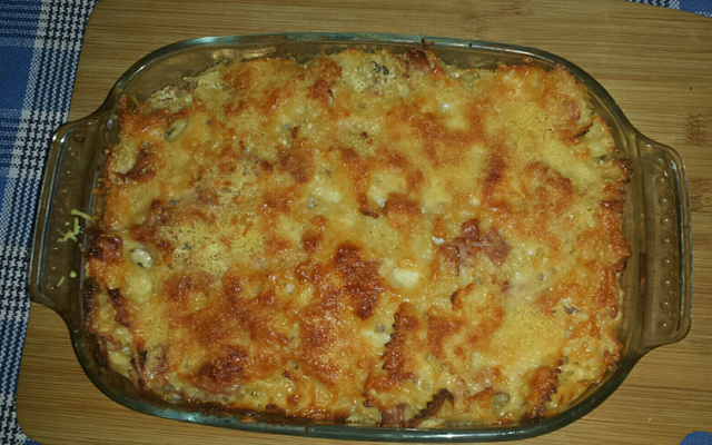 Gratin de pâtes au jambon