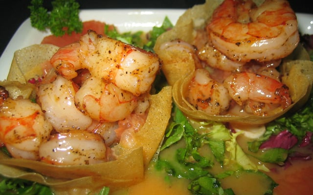 Salade de scampis pamplemousse rose