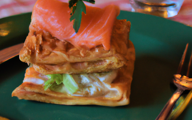Millefeuille de saumon au cantal jeune