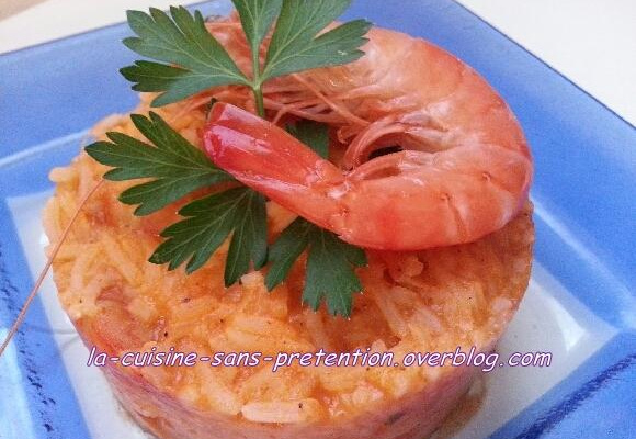 Crevettes en sauce et son riz
