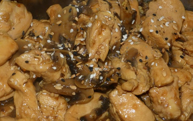 Poulet champignons sauce d'huître
