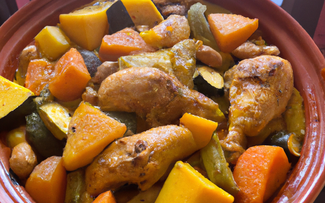 Tajine de poulet à la mangue et au potiron