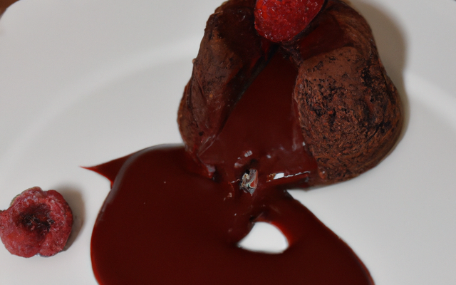 Fondant au chocolat avec son coulis de framboise