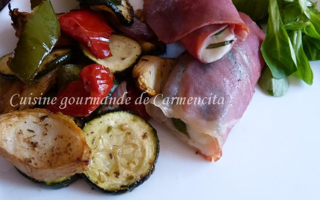 Nems de jambon cru et légumes grillés à l'Actifry