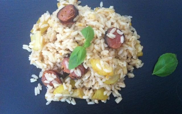 Risotto aux courgettes et chorizo