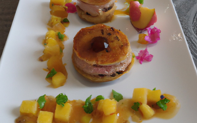 Charlottine à la mangue poélée et au foie gras