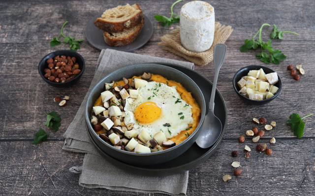 Purée de courge au Charolais AOP et champignons
