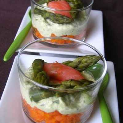 Verrine de carottes et d'asperges