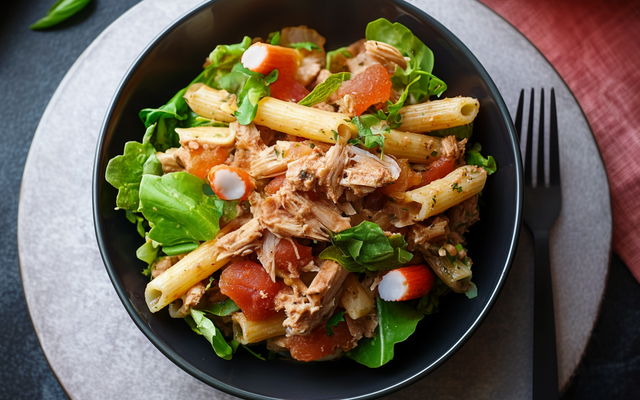 Salade de pâtes au thon et surimi