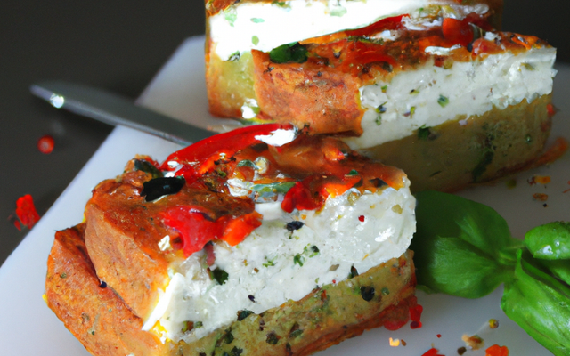 Cake aux poivrons, à la feta et basilic