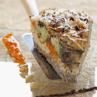 Tourte pastilla à l'agneau, abricot et cannelle.
