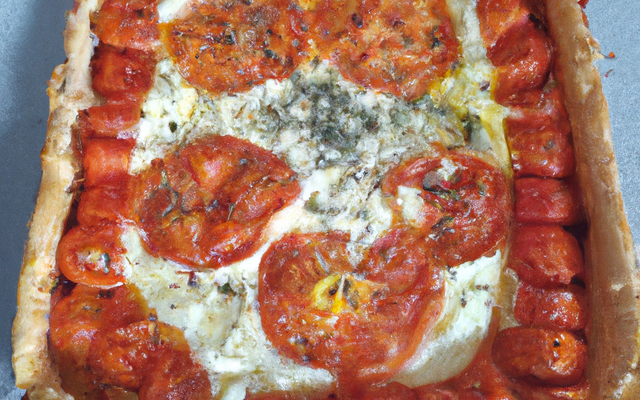 Tarte à la tomate, mozarella et moutarde