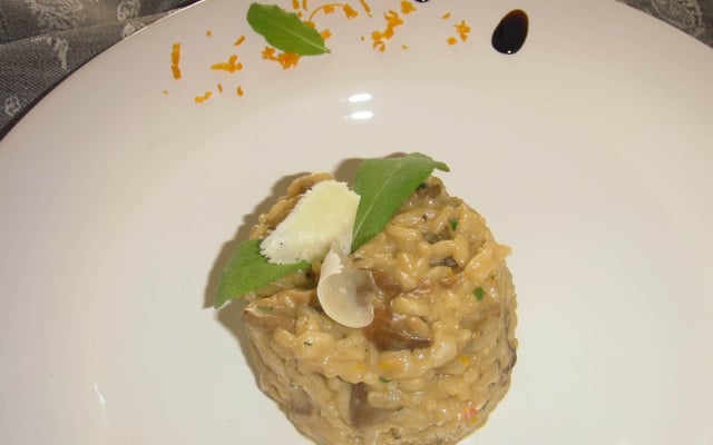 Risotto aux cèpes, orange et sauge