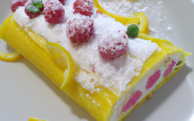 Bûche en neige, citron et framboises