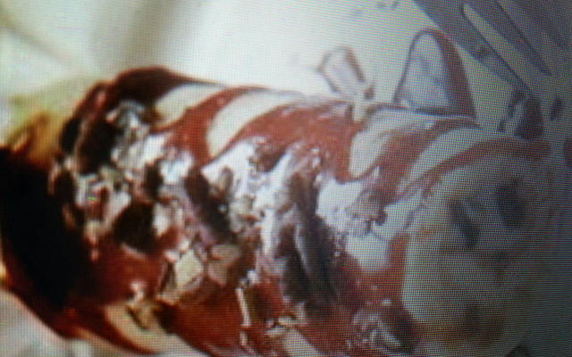 Bûche de crèpes aux pommes et caramel de cidre