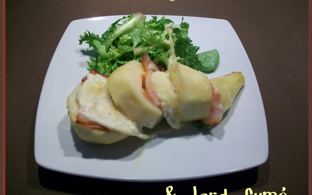 Poire au crottin de Chavignol et lard fumé