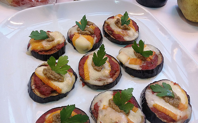 Aubergines façon pizza au Munster