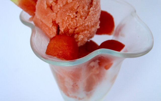 Sorbet tout frais à la pastèque sans sorbetière