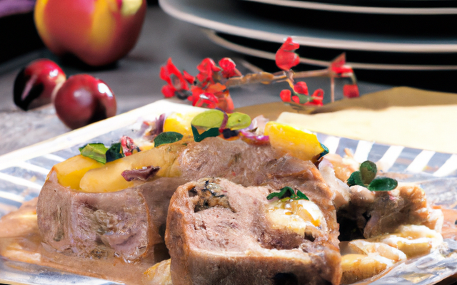 Rôti  de viande blanche  aux fruits cuit