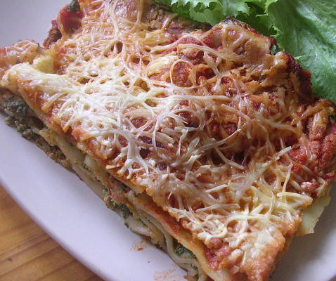 Lasagnes végétariennes gratinées aux épinards hâchés
