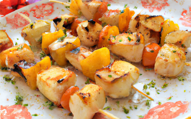 Brochettes de poulet à la sauce fleurie