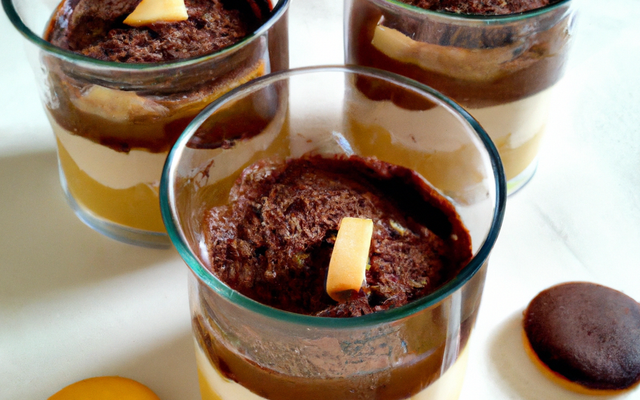 Verrines à la mousse au chocolat au lait compote de pomme et biscuits